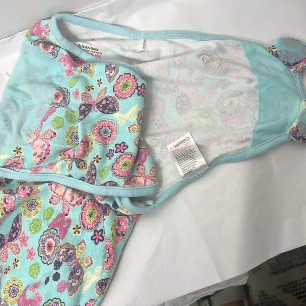 Swaddle me mint green with flower and butterfly print cotton swaddle Size small